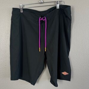 Pit Viper Black Swim Trunks with Purple Accents
